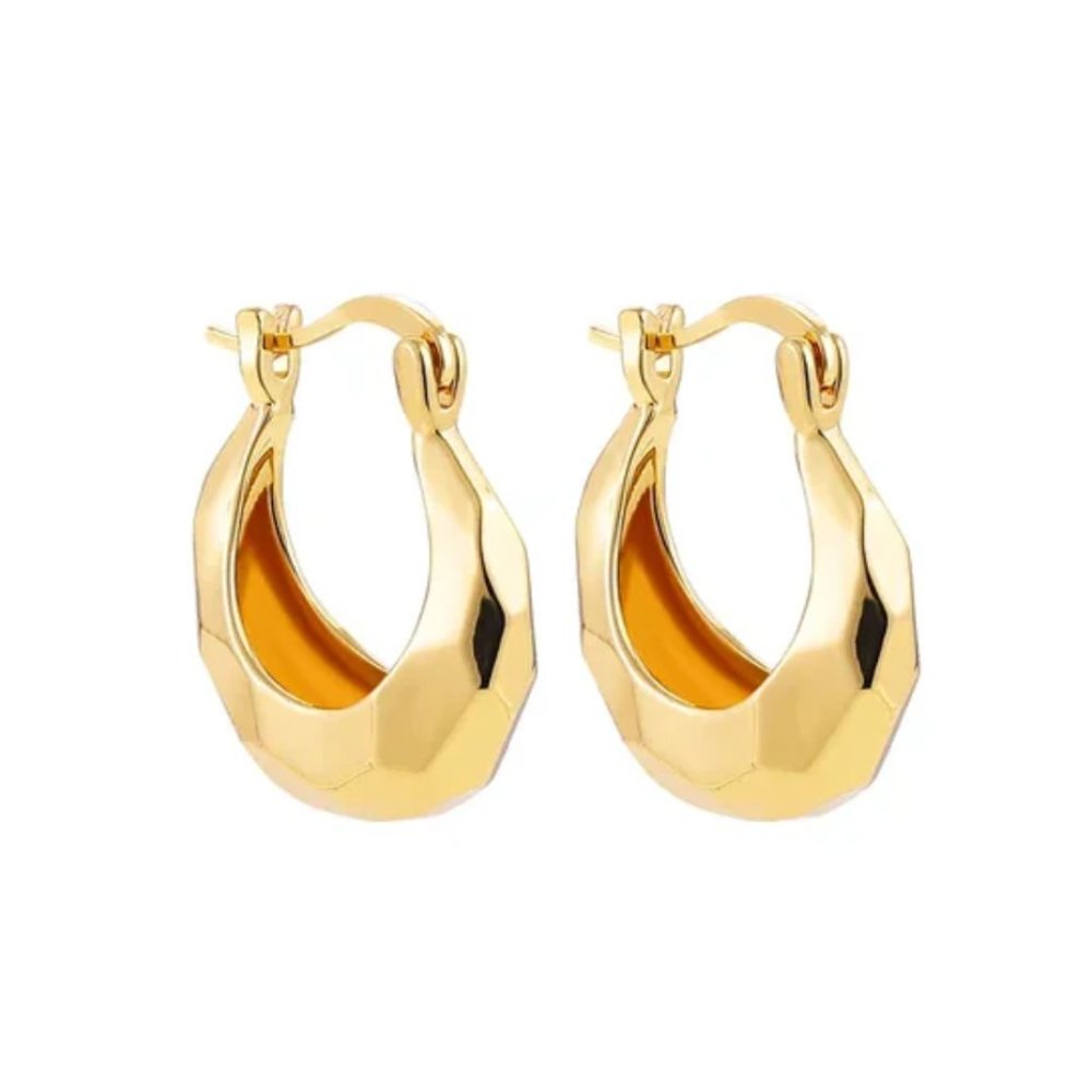 Chunky Hoop Earrings for Women Girls Gold Plated